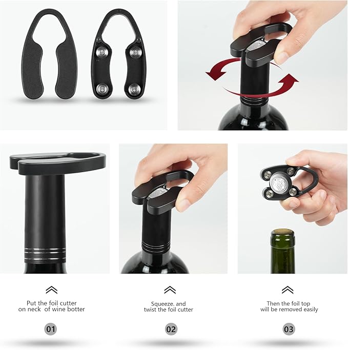 Wine Accessory Set With One Foil Cutter,One Aerator Pourer And One Wine Stopper(3PCS),A Great Helper For Wine Lovers.