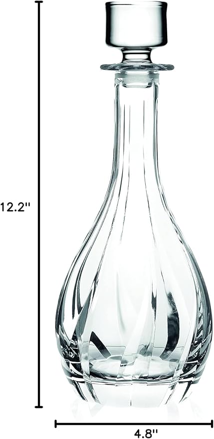 Glass Wine Decanter with Stopper - Carafe - for Red - White - Wine - Crystal Glass 30 Oz. - Made in Europe - by Barski