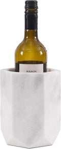 Radicaln Marble Wine Chiller Bucket 6.5 Inch White 750ml Wine Bottle Cooler & Champagne Chiller, Multi-Purpose Utensil Holder, Vase & Bar Cart Decor, Ice-Free with Non-Slip Felt Base, Luxury Wine Gift