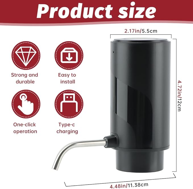 Electric Wine Decanter Aerator, Automatic One-Touch Quick-Pour Dispenser with USB Rechargeable Battery, Wine Air Aerator Pourer Spout