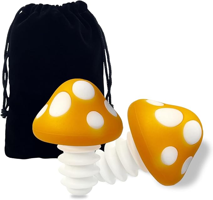 Orange Mushroom Wine Stoppers Bottle Plug Wine Bottle Stoppers Accessories Kitchen Gadgets Kitchen Gift Set Creative Gifts Halloween Mushroom Decoration -2pcs Bottle Stoppers