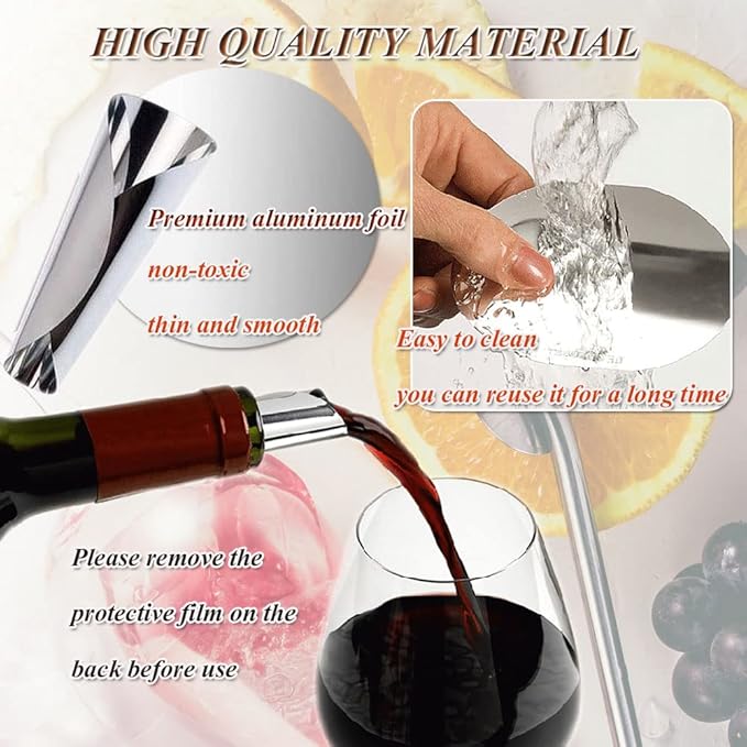 Wine Pourer Disc, Silver Wine Pourer and Stopper Discs Aluminum Foil Reusable Wine Bottle Pouring Disc 15Pcs Thin Drip Stop Pour Spout Card for Wine Beverage Beer Liquid Dispenser (silver)