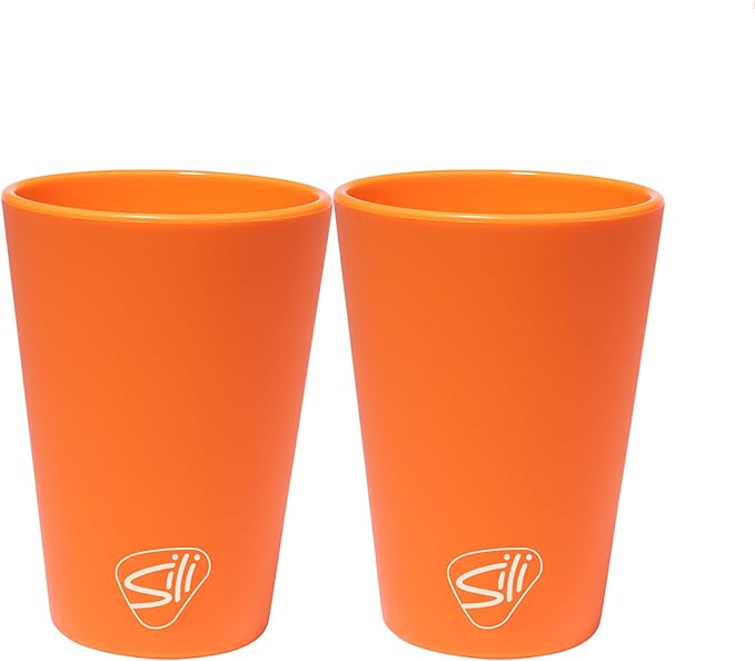 Silipint 1.5oz Silicone Shot Glasses – Pack of 2 Unbreakable, BPA-Free, Non-Toxic, Dishwasher & Freezer Safe Cups – Colored Shot Glasses for Cold Beverages, Cocktails, Travel, Party (Classic Orange)