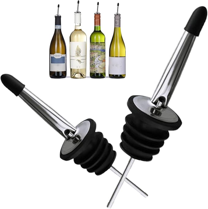 Liquor Pour Spout, Pour Spouts for Liquor Bottles,Liquor Bottle Pourers for Alcohol Wine Syrup Home Bar Accessories Black 2 Pack
