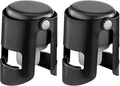 Champagne Stoppers with Stainless Steel Champagne Saver with Food Grade Silicone Leak proof Keep Fresh Suitable for Champagne, Cava, Prosecco and Sparkling(Black, 2 Pack)
