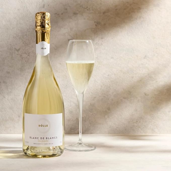 BOLLE Blanc de Blancs - Non Alcoholic Wine - Premium Alcohol Free Sparkling White Wine with Bright Citrus Freshness, Award Winning Champagne Alternative, Champagne Style - 750ml