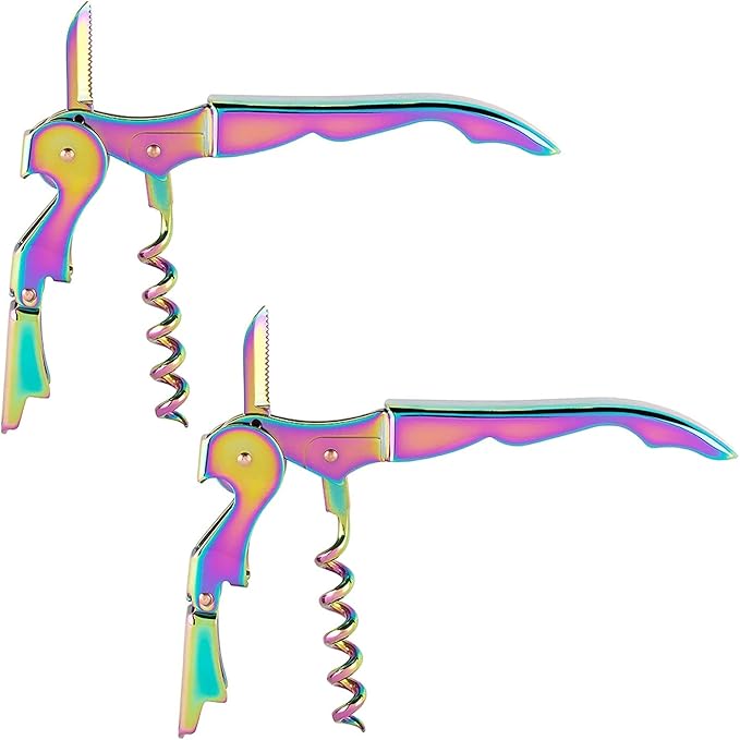 Mirage Corkscrews Wine Key Double Hinge Wine Opener Waiter Corkscrews Rainbow 2 PCS