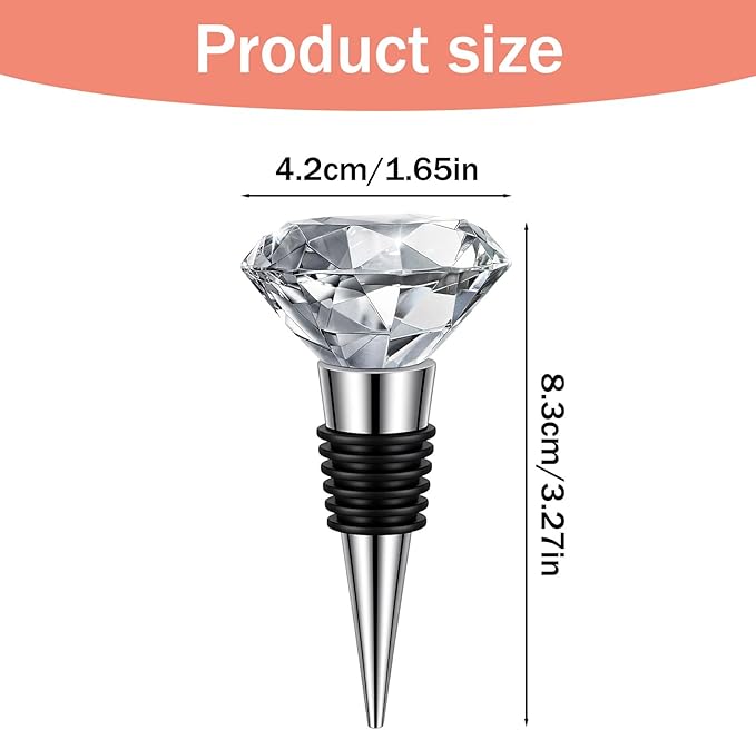 2 PCS Crystal Wine Toppers For Wine Bottles, Crystal Decorative Wines Stoppers, Decorative Glass Wines Stopper with Rhinestones for Gifts and Home Bar