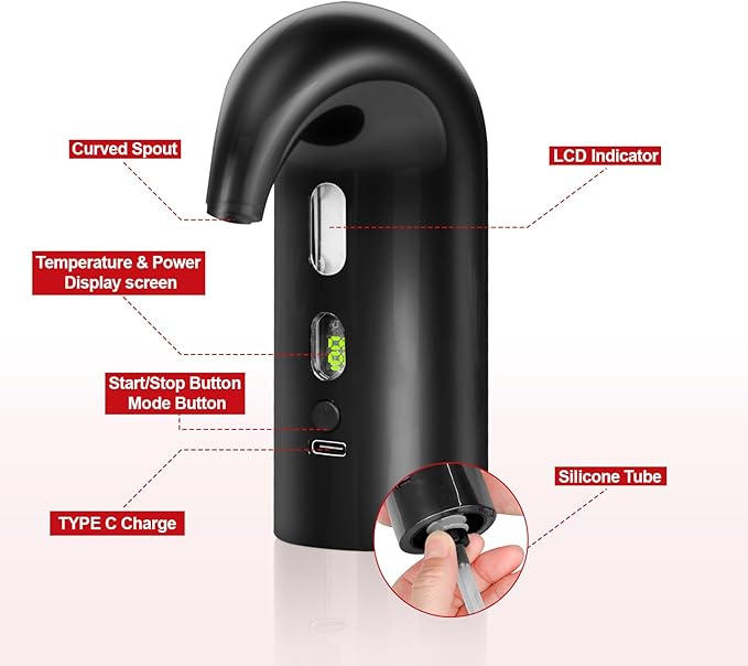 Fathers Day Gift|World Cup Viewing Party Supplies, Wine Aerator Electric Wine Decanter, Automatic Wine Dispenser Pourer with USB Rechargeable, Gift for Women,Men,Wine&Whiskey Lovers,Birthday (Black)