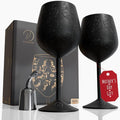 Mother’s Day Gift for Mom – Set of 2 Etched black Stainless Steel Wine Glasses, 17oz Engraved Goblets with Bottle Stopper, Unbreakable Elegant Wine Cups, Gift for Women, Wife, Mom, Sister