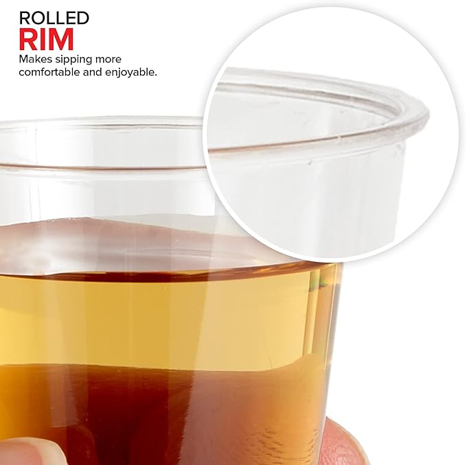 Stock Your Home 1 oz Shot Glasses (2000 Pack) - Clear Plastic Disposable Shot Cups for Jello Shots - Sample Cups for Food and Wine Tasting - Mini Party Cups for Condiments, Dipping Sauce, Holidays