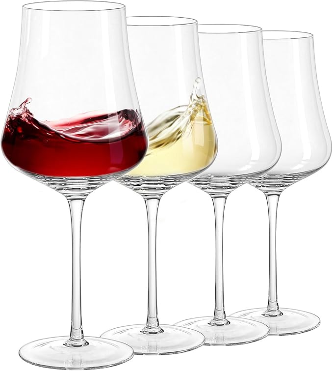 Large Wine Glasses Set of 4: 25oz Hand Blown Crystal Tall Stem Red Wine Glass for Wedding Anniversary Party Christmas Gift for any Occasion