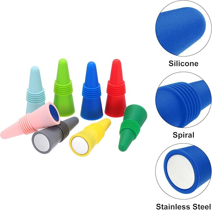 MECCANIXITY 4Pcs Wine Stoppers High Temp Silicone Plug T Shaped Wine Bottle Stopper Wine Outlet Cap Bottle Cover, Dark Blue