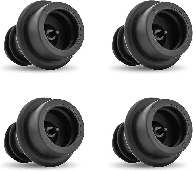 OWO Wine Stoppers Vacuum, Wine Saver, Reusable Bottle Sealer, Keeps Fresh, Black, 4 Pack
