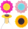 3 Pcs Wine Bottle Stopper Sunflower Cute Wines Bottle Stoppers Silicone Wine Stopper Wines Seal Stoppers Can Be Reused to Keep Fresh (Yellow Pink Purple)