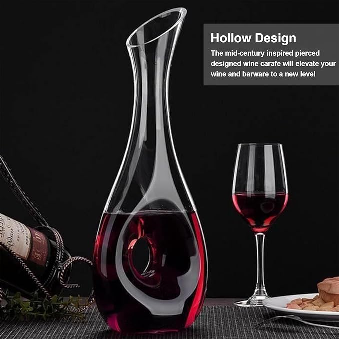 60oz Wine Decanter, Hand-Blown Lead-Free Crystal Wine Aerator, Built-in Stainless Steel Filter for Wine (40.6OZ)