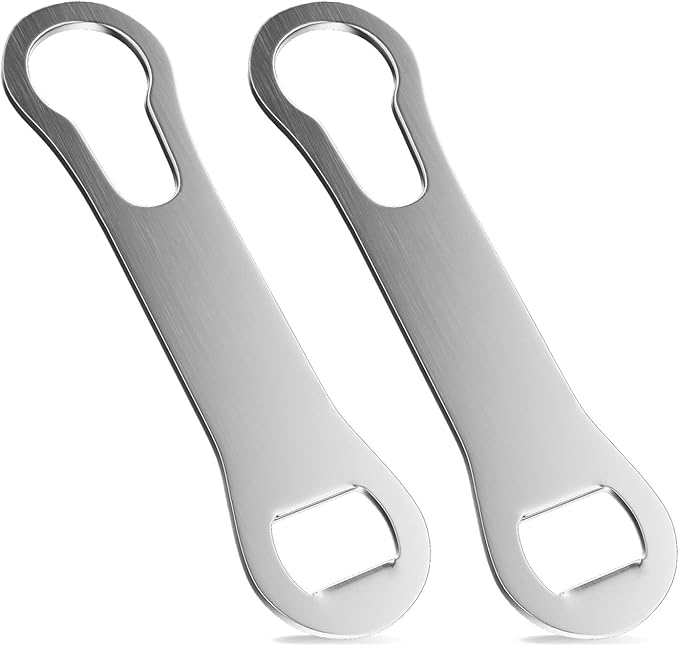 2 Pieces V Rod Bottle Opener and Pour Spout Remover Flat Metal Bar Speed Key Opener Stainless Steel Dog Bone Wine Bottle Opener for Bartenders Home Kitchen (Sliver)