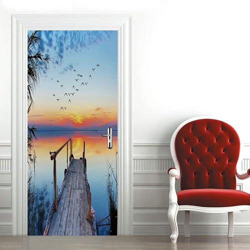 3D Peel and Stick Door Stickers Murals - PIER Wallpaper Self-Adhesive Decals Removable PVC Waterproof Poster for Bedroom Living Room 33.9" x 78.7"