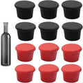 12 Pcs Reusable Silicone Wine Stoppers - Airtight Bottle Stoppers Bottle Cover for Wine, Champagne, and Beer(Red+Black)