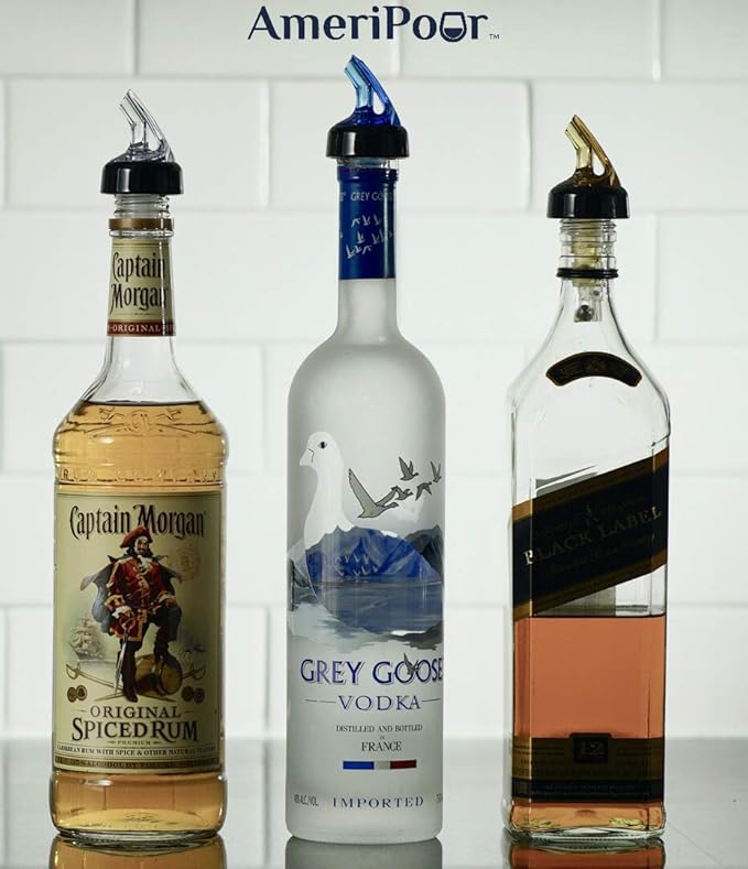 Measured Pourer - Liquor Bottle Pourers - Collared - (3pk) Made 100% In The USA. Bar Spouts That Don't Leak - No Cracks, Just A Perfect Cocktail Pour Everytime. Great for Wine Too! (2oz)