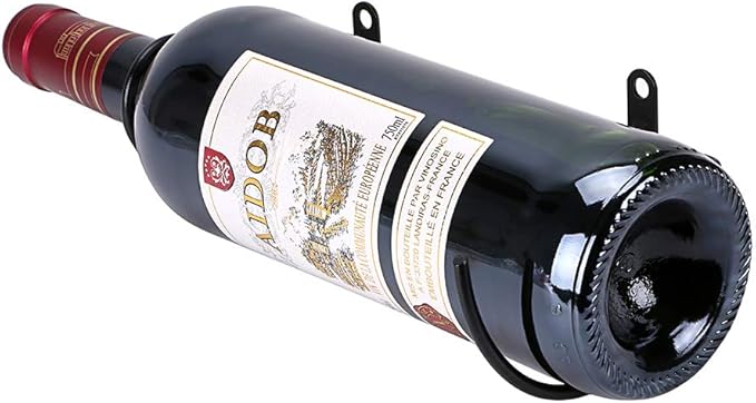 Hipiwe Pack of 6 Wall Mounted Wine Racks - Red Wine Bottle Display Holder with Screws, Metal Hanging Wine Rack Organizer for Beverages/Liquor Bottles Storage
