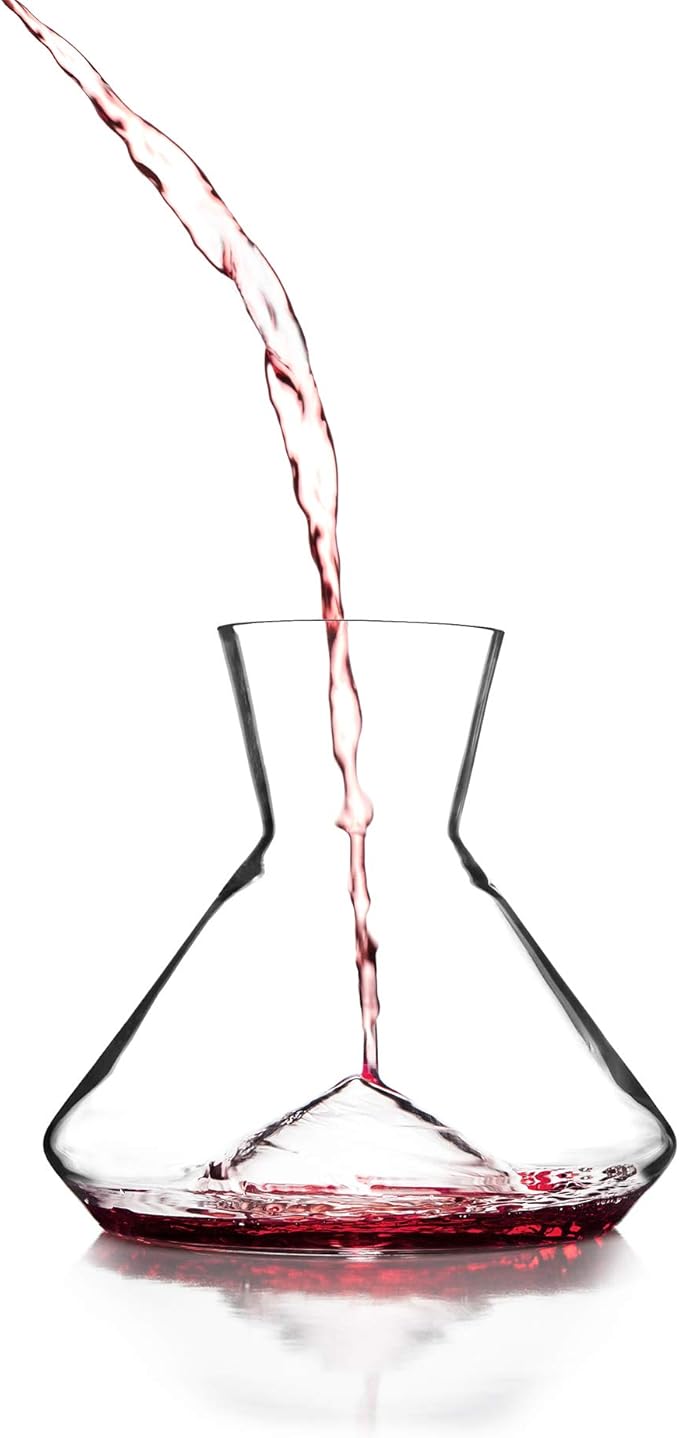 Sempli Monti Mini Wine Decanter - Elegant Hand Blown Decanter with Built-in Glass Aerator, Small Wine Carafe, Lead-Free Crystal, Ultra Clear, Wine Gifts & Wine Accessories - 25.3 oz
