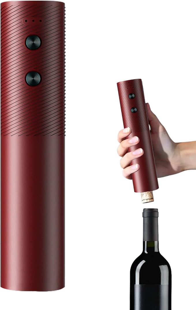 Cordless Electric Corkscrew – Rechargeable Champagne Opener Wine Tool | Sleek Auto Cork Remover for Bottles, Effortless Wine Opening Gadget for Entertaining, Dinner, Restaurants, Modern Home Bar