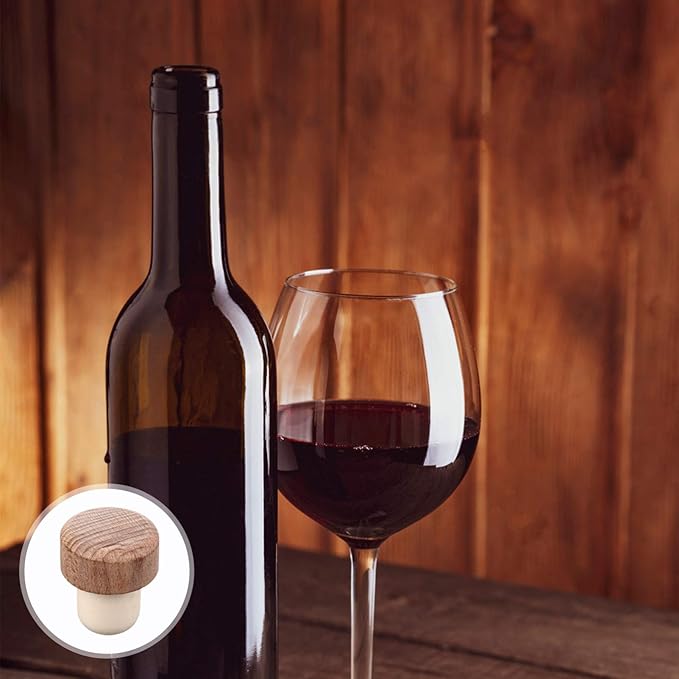 Wooden Wine Bottle Stopper 6Pcs T-shaped Stopper Cork Wine Stopper Bottle Stoppers Reusable Wine Bottle Stopper Wine Sealing Plug Bottle Cap for Wine Beer Bottles DIY Craft