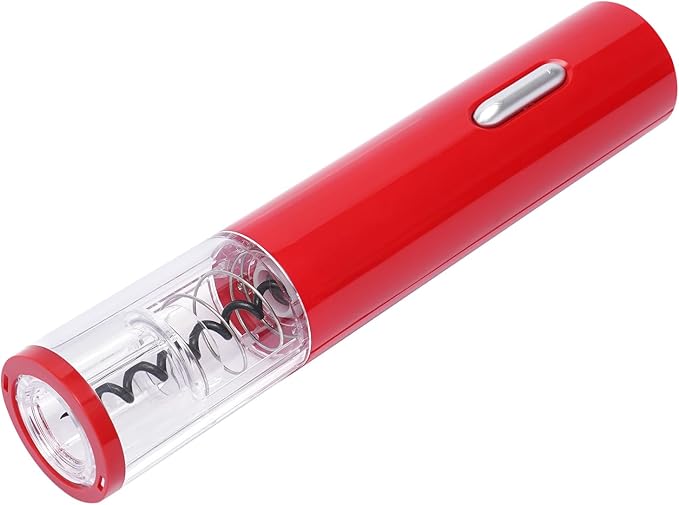 Electric Wine Opener, Battery Operated Automatic Wine Bottle Opener with Foil Cutter, One‑Key Corkscrew Remover for Home Kitchen Party, Red