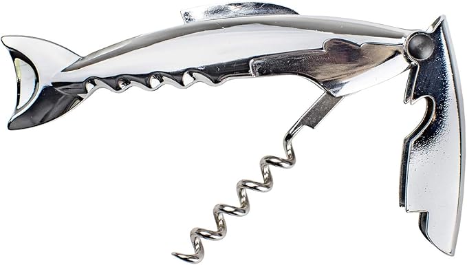 BAR BEER WINE SPIRITS 3 BARY3 Stainless Steel Shark Waiters Corkscrew