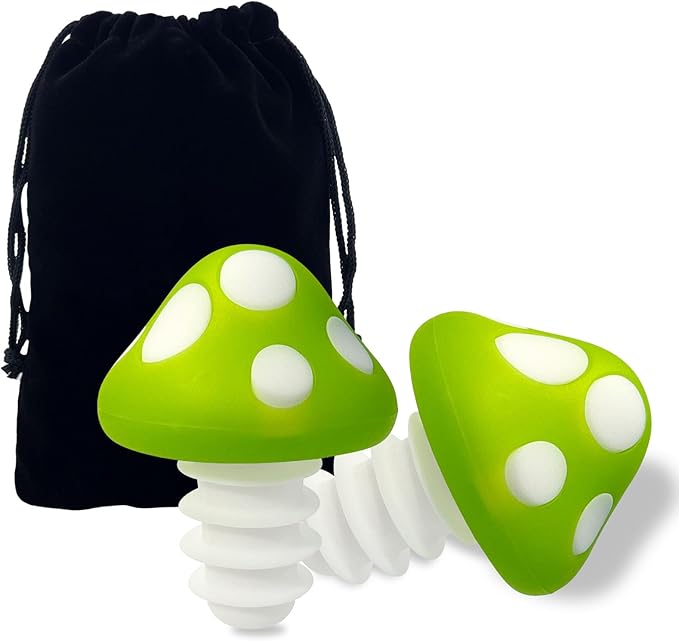 Light Green Mushroom Wine Stoppers Bottle Plug Wine Bottle Stoppers Accessories Kitchen Gadgets Kitchen Gift Set Creative Gifts Halloween Mushroom Decoration-2pcs Bottle Stoppers