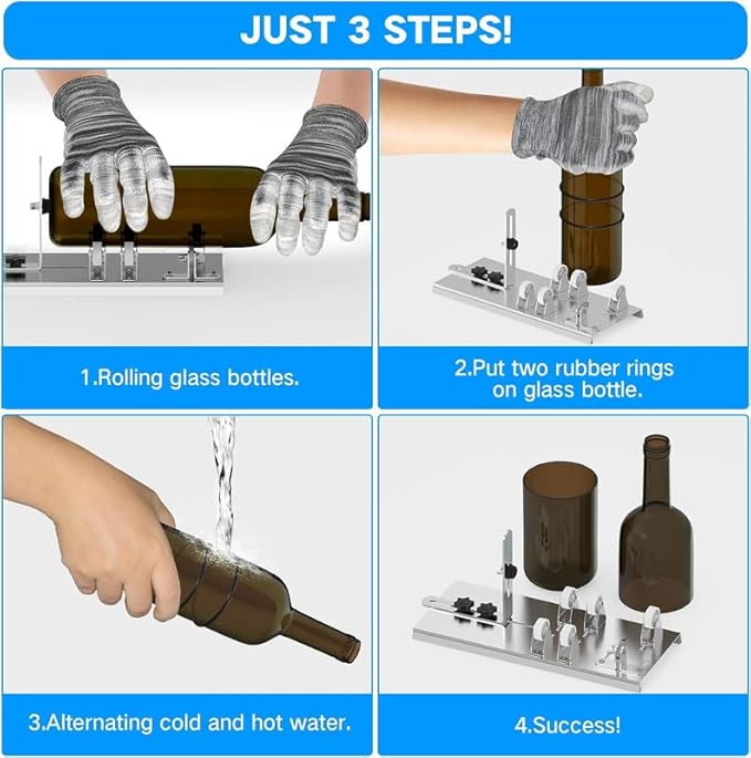 Glass Bottle Cutter & Bottle Cutter, Upgraded Glass Cutter for Bottles with Glass Cutting Oil, Glass Cutting Kit for Wine, Beer, Liquor, Whiskey, Alcohol, Champagne, Bottle Cutter for Round Bottles