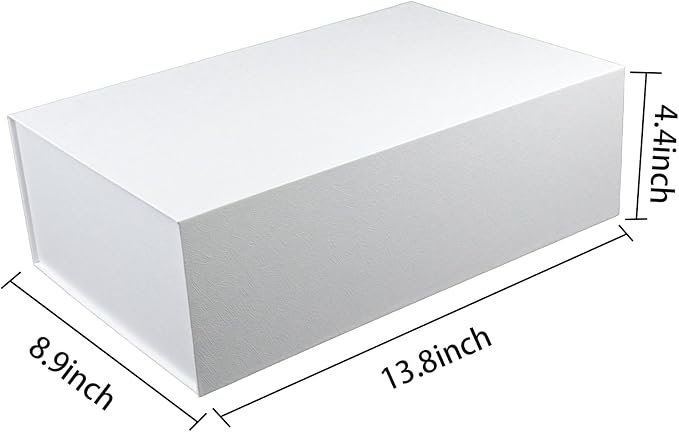 YINUOYOUJIA Large White Gift Boxes with Lid,14"x9"x4.5" Magnetic Gift Box with Ribbon,Cards and Envelopes for Presents,Great for Wedding,Birthdays,Crafting,Gift Packaging.