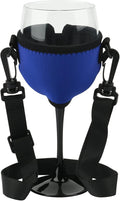 Beautyflier Assorted Colors Wine Glass Insulator / Drink Holder / Neoprene Sleeve with Adjustable Neck Strap For Conference Cocktail Reception (Blue)