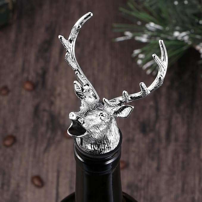 Amosfun Deer Head Wine Pourer Aerator with Silicone Neck – Drip-Free Pouring & Enhanced Aeration for Red Wine – for Bar, Party, Christmas Gift