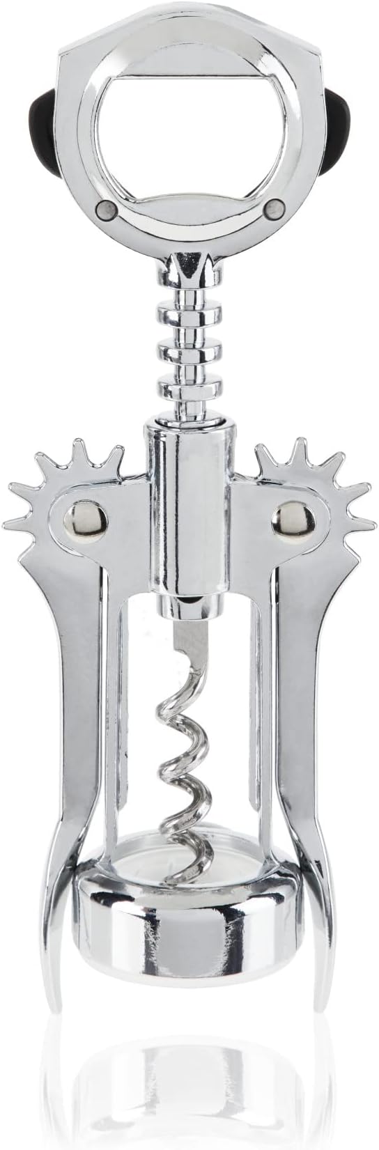 True Winged Corkscrew Wine Opener Manual, Heavy Duty Stainless Steel with Chrome Finish Cork Openers, Home Bar Accessories, Bar Tools, Set of 1 Silver