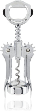 True Winged Corkscrew Wine Opener Manual, Heavy Duty Stainless Steel with Chrome Finish Cork Openers, Home Bar Accessories, Bar Tools, Set of 1 Silver