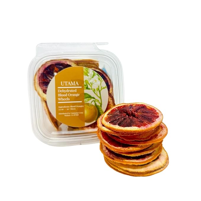 Utama Dehydrated Blood Orange Slices – 50+ Dried Citrus Wheels for Cocktails, Garnishes, Crafts, and Decorations