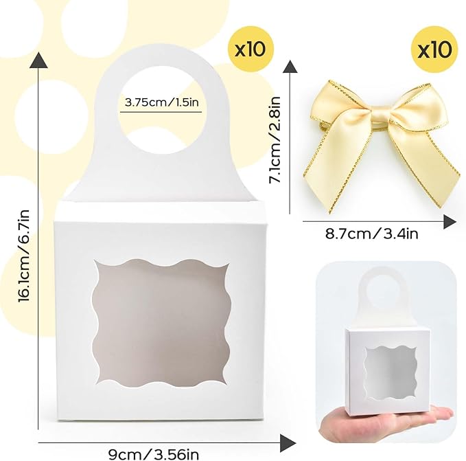 Sankoly 10 Pieces Wine Bottle Box with Window Paper Wine Gift Box with Bow Tie Mini Gift Boxes Bottle Hanger Favor Box for for Holding Candy Chocolate Cookies Mini Gift (White)