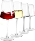 Wine Glasses Set of 4 -13.5oz Clear Lead-Free Crystal Hand Blown Long Stem Square Red Wine Glass for Wedding Anniversary Birthday Party Christmas