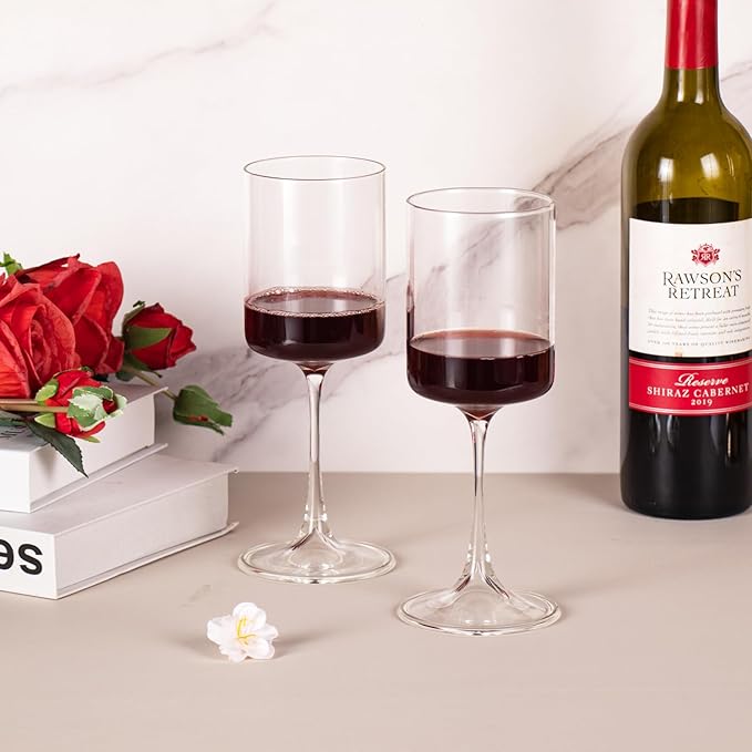 KAMMAK Wine Glasses Set of 2, 13.53 oz Hand Blown Bordeaux Wine Glasses, Thin Rim & Long Stem, Perfect for Red & White, Daily Use, Wedding or Birthday Gift with Gift Box, Fully Clear