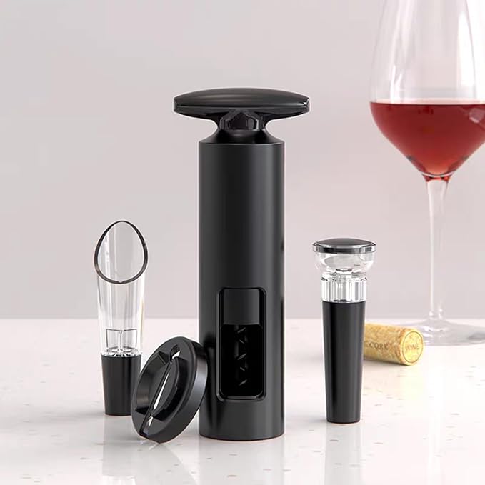 Wine Saver Vacuum Pump Set, Original Wine Saver, Black Wine Preserver Pump for Red or White Wine, Manual Air Remover System