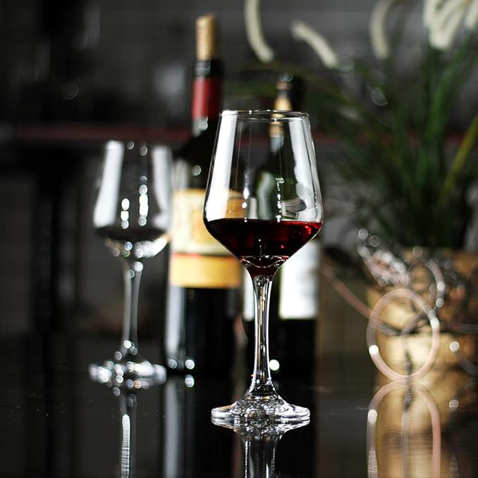 LFLYCIAL Wine Glasses Set of 4,Durable Red Wine Glasses for Bordeaux/Cabernet,Thick Resistant White Wine Glass for Housewarming,Wedding,Anniversary,15oz