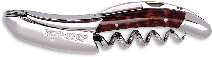 Laguiole En Aubrac Sommelier Waiter's Corkscrew, Amourette Handle, Wine Opener With Foil Cutter & Bottle Opener, Polished Bolster