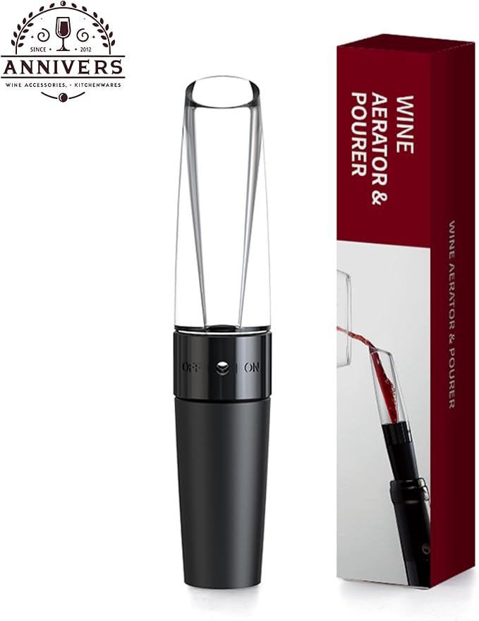 [2 PACK] Wine Aerator Pourer Wine Decanter Aerating Spout Wine Breather, Switch ON/OFF Instantly Aerating No Drip No Splash Enhance Bouquet Rich Bubbles for Red & White Wines, Aérateur de Vin