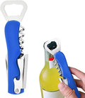 Stainless Steel Wine Key with Foil Cutter:Waiters Corkscrew Opener Beer Bottle Opener (Blue)