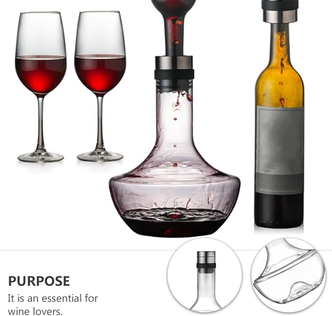 SUPVOX 1000ml Handheld Glass Wine Decanter Brandy Decanter Fast Aerator Drink Distributor for Bar and Home Use