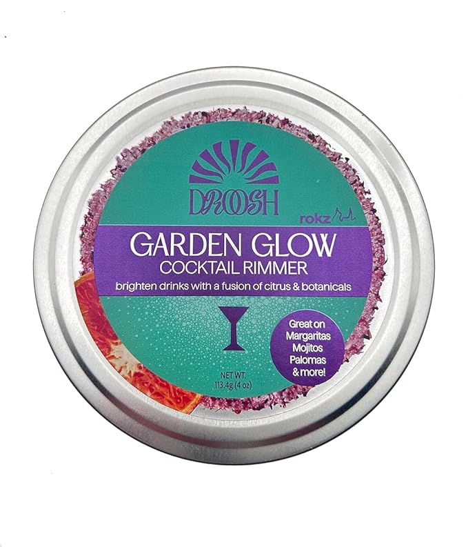 Garden Glow Cocktail Rimmer – Citrus & Botanical Drink Garnish with Hibiscus, Rose, Orange & Mint – Perfect for Margaritas, Mojitos, Palomas, Cocktails, Mocktails, Teas & More