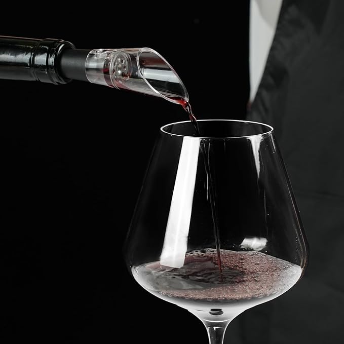 Wine Aerator Pourer | Premium Aerating Spout and Decanter Set - Improve Taste and Smell Immediately,Perfect Wine Gift(2PCS)- Black