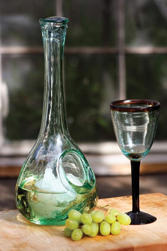 KALALOU CRL1230X White Wine Glass Decanter with Ice Pocket, One Size, Green